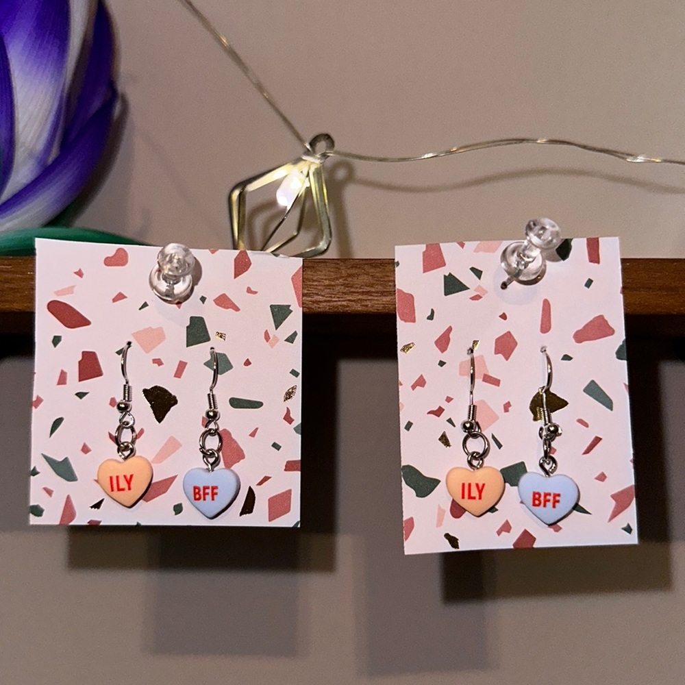 Handmade Friendship conversation hearts earrings